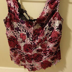 VINTAGE v-shaped 90's/y2k floral embroidered tank top (Brand: Cache) - Size S/M